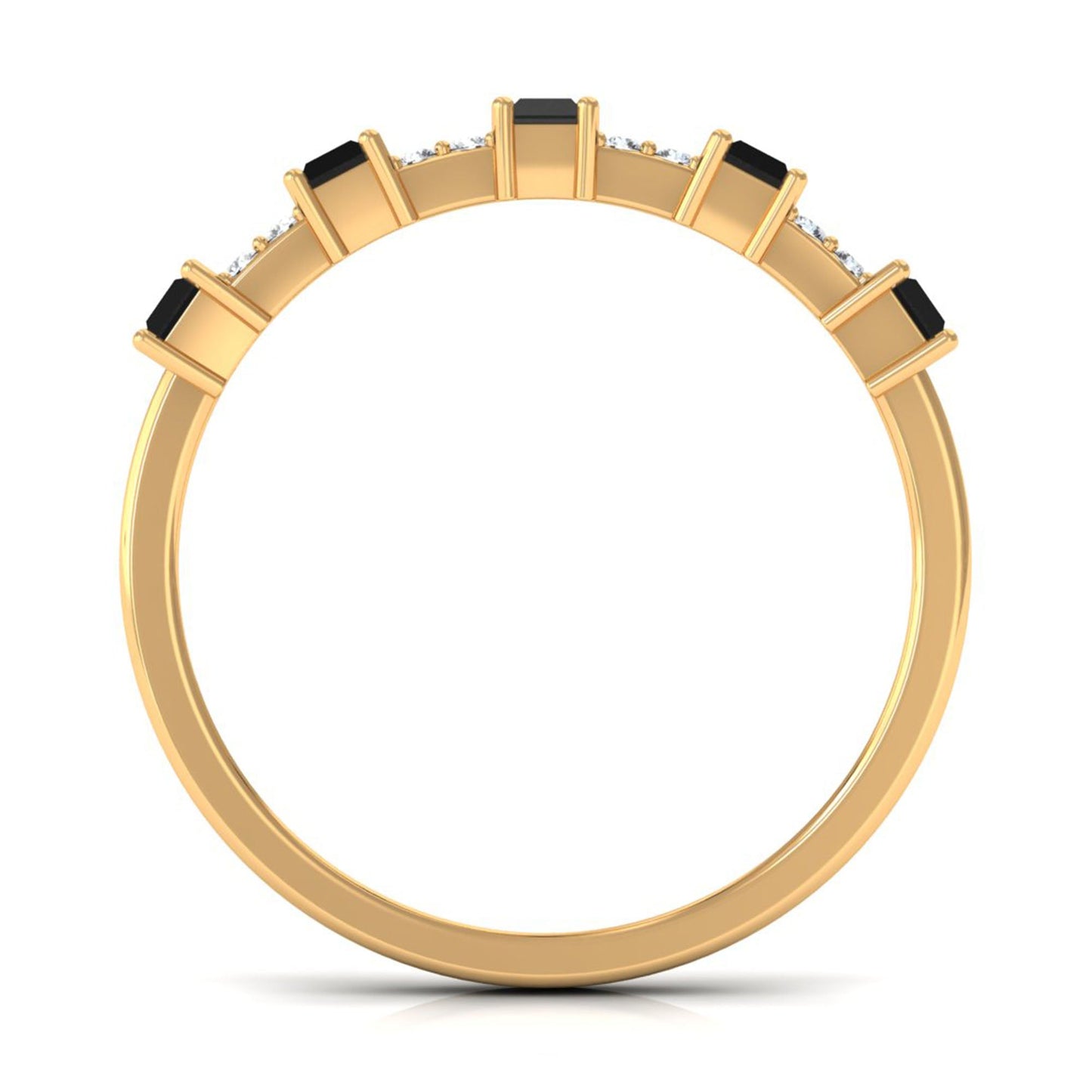 Real Black Spinel and Diamond Wide Band Ring