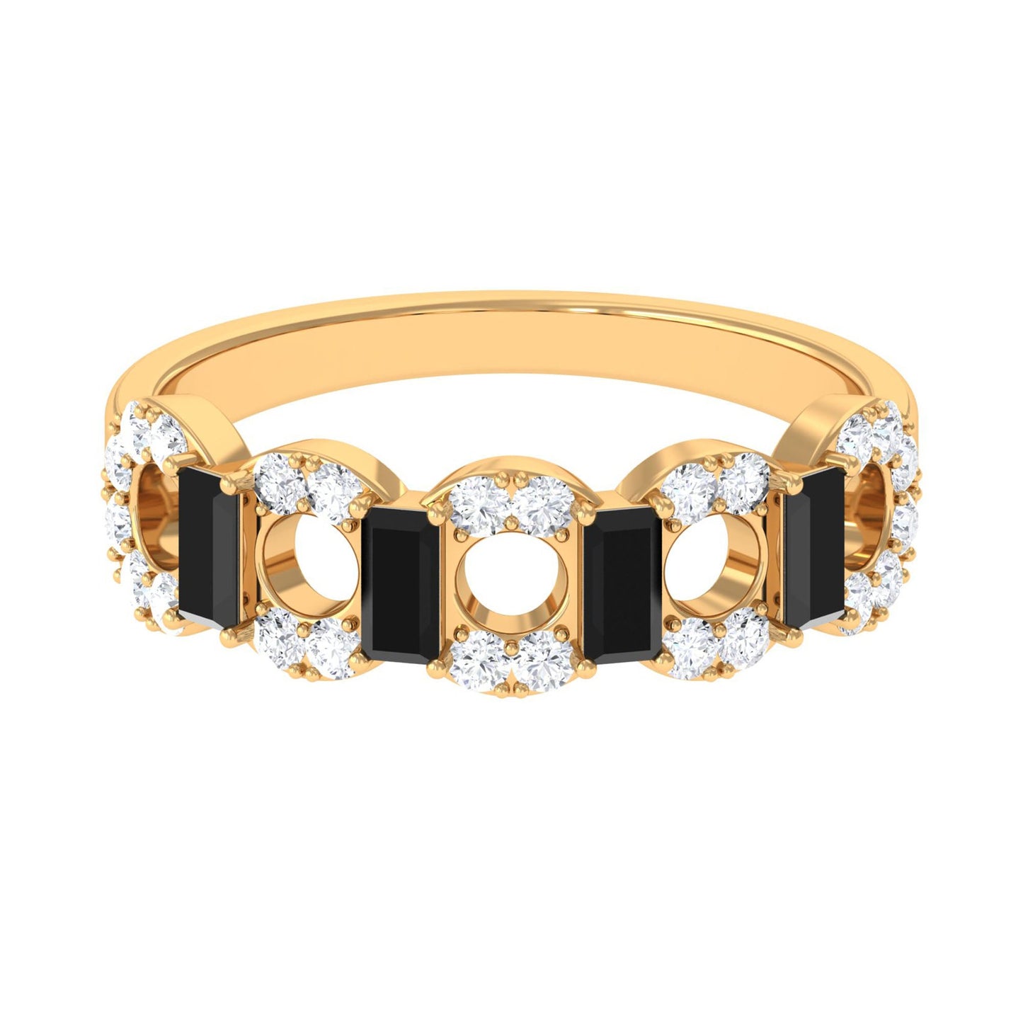 Certified Black Spinel and Diamond Half Eternity Ring
