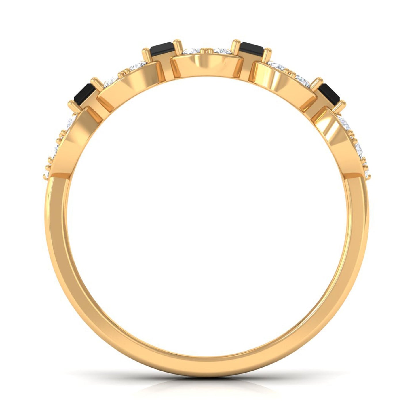 Certified Black Spinel and Diamond Half Eternity Ring