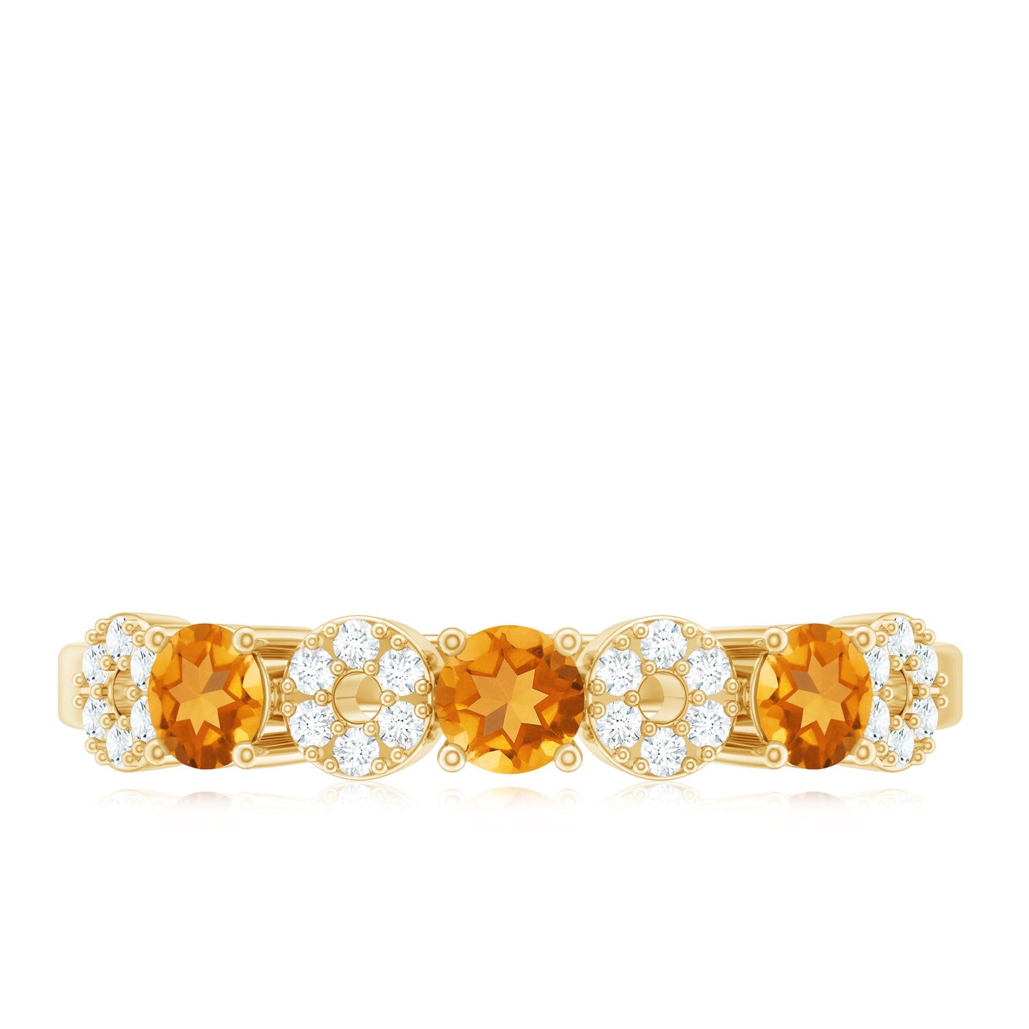 Natural Citrine Diamond Half Eternity Ring