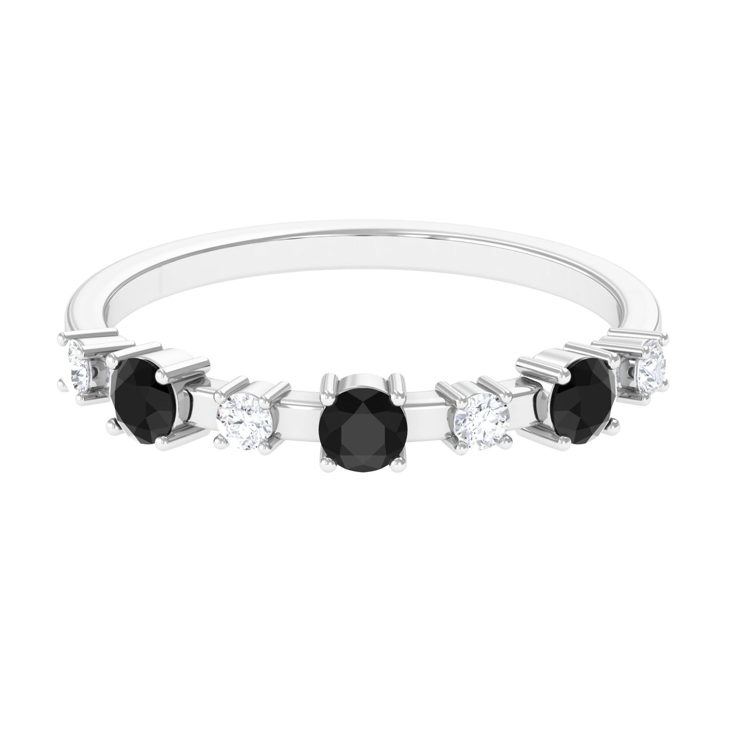 Black Spinel and Diamond Half Eternity Ring