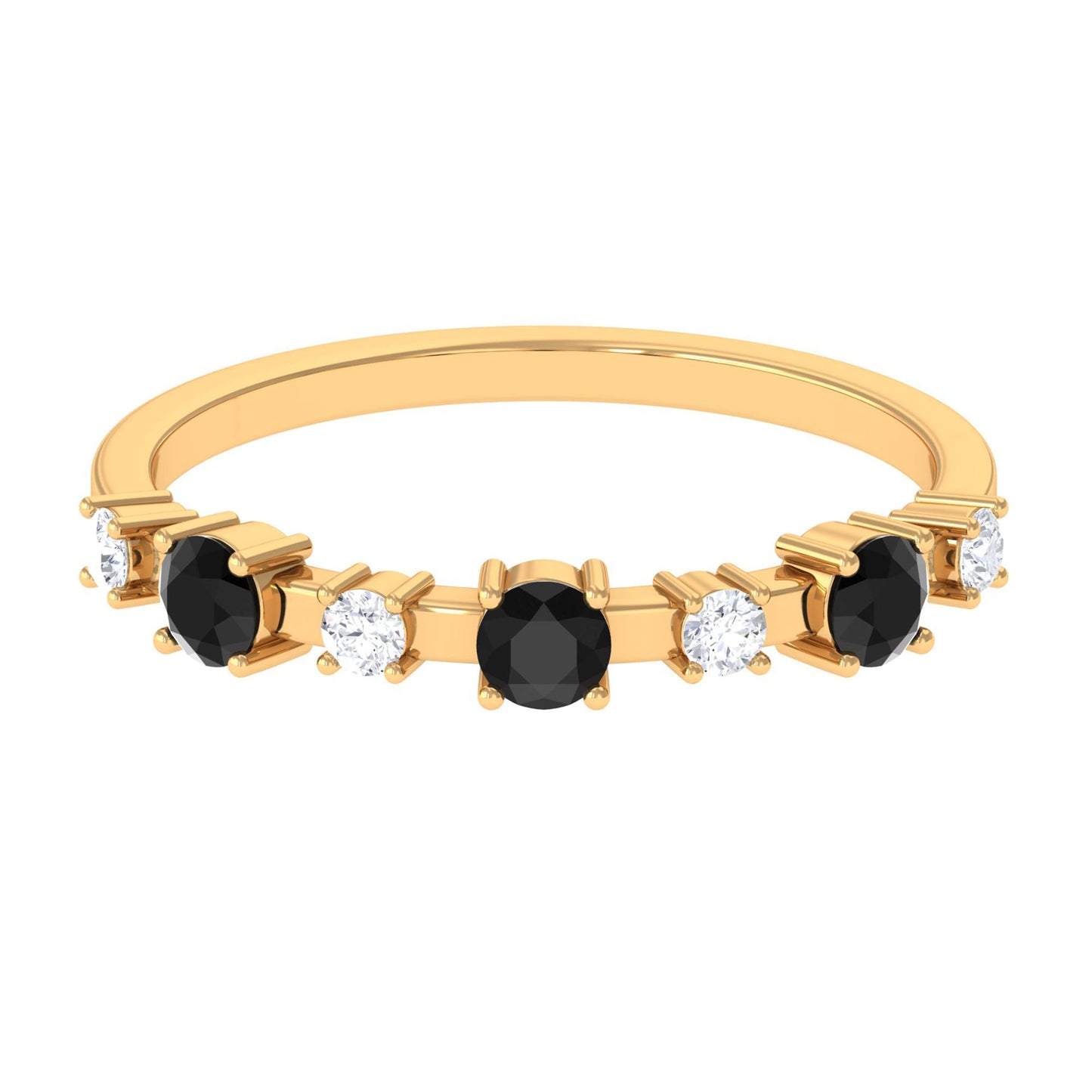 Black Spinel and Diamond Half Eternity Ring
