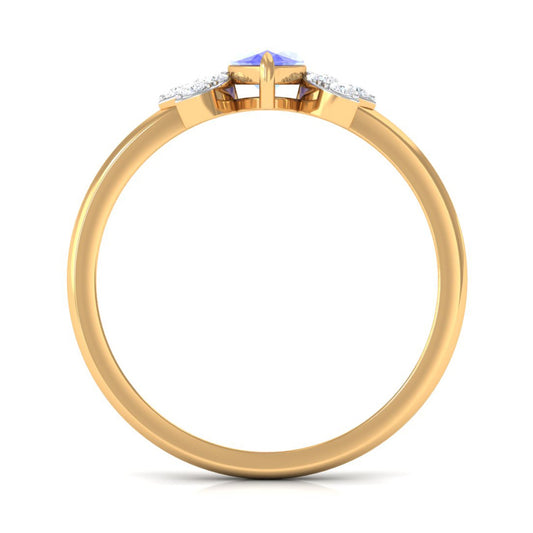 0.6 Carat Marquise Cut Tanzanite and Diamond Promise Ring