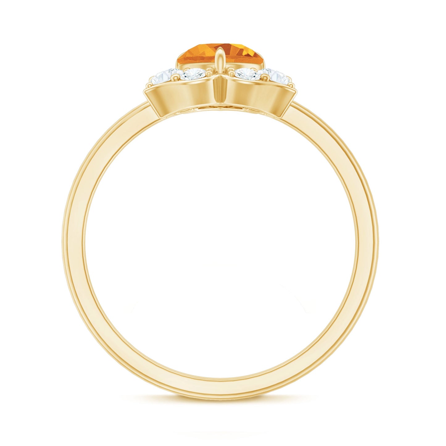Certified Natural Citrine Designer Flower Engagement Ring with Diamond