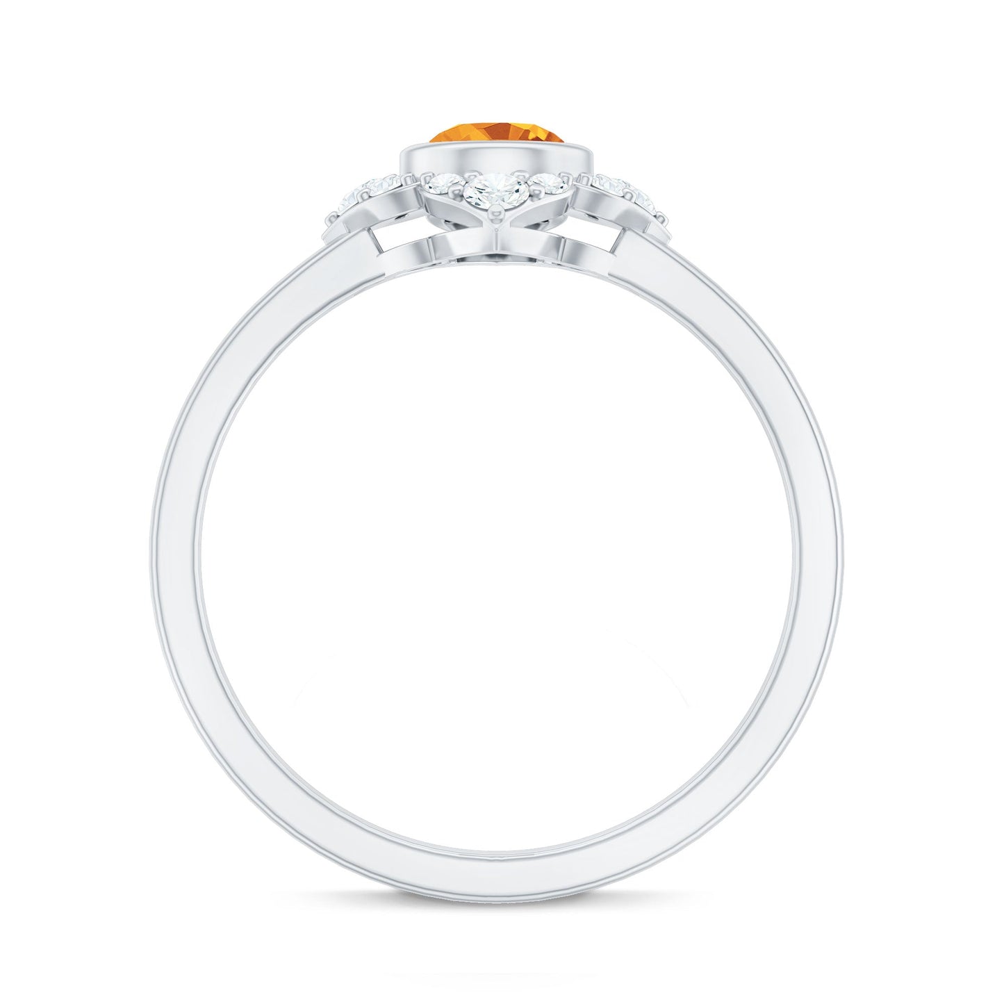 Natural Citrine Diamond Flower Engagement Ring with Certificate