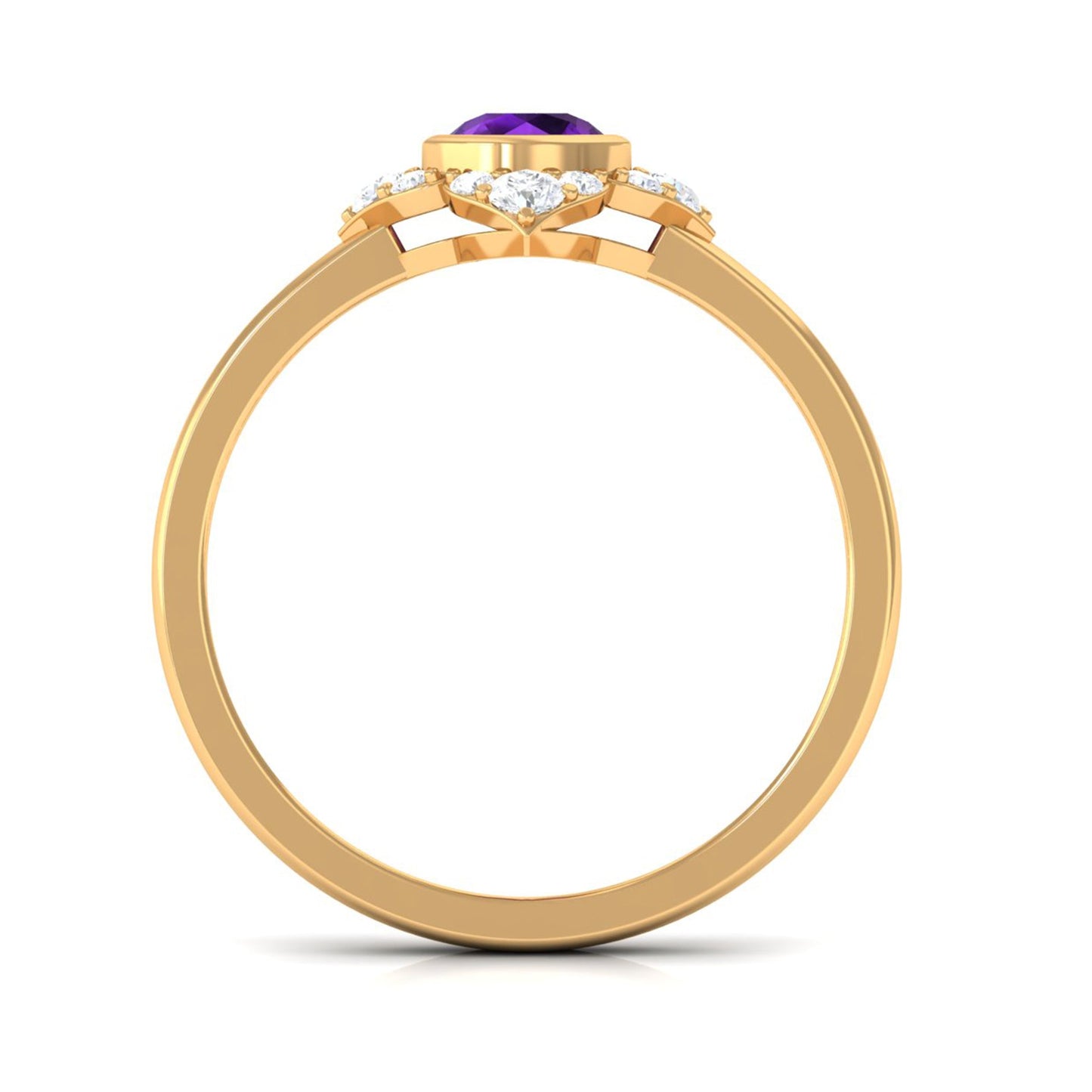 0.4 Carat Bezel Set Amethyst Flower Engagement Ring with Diamond