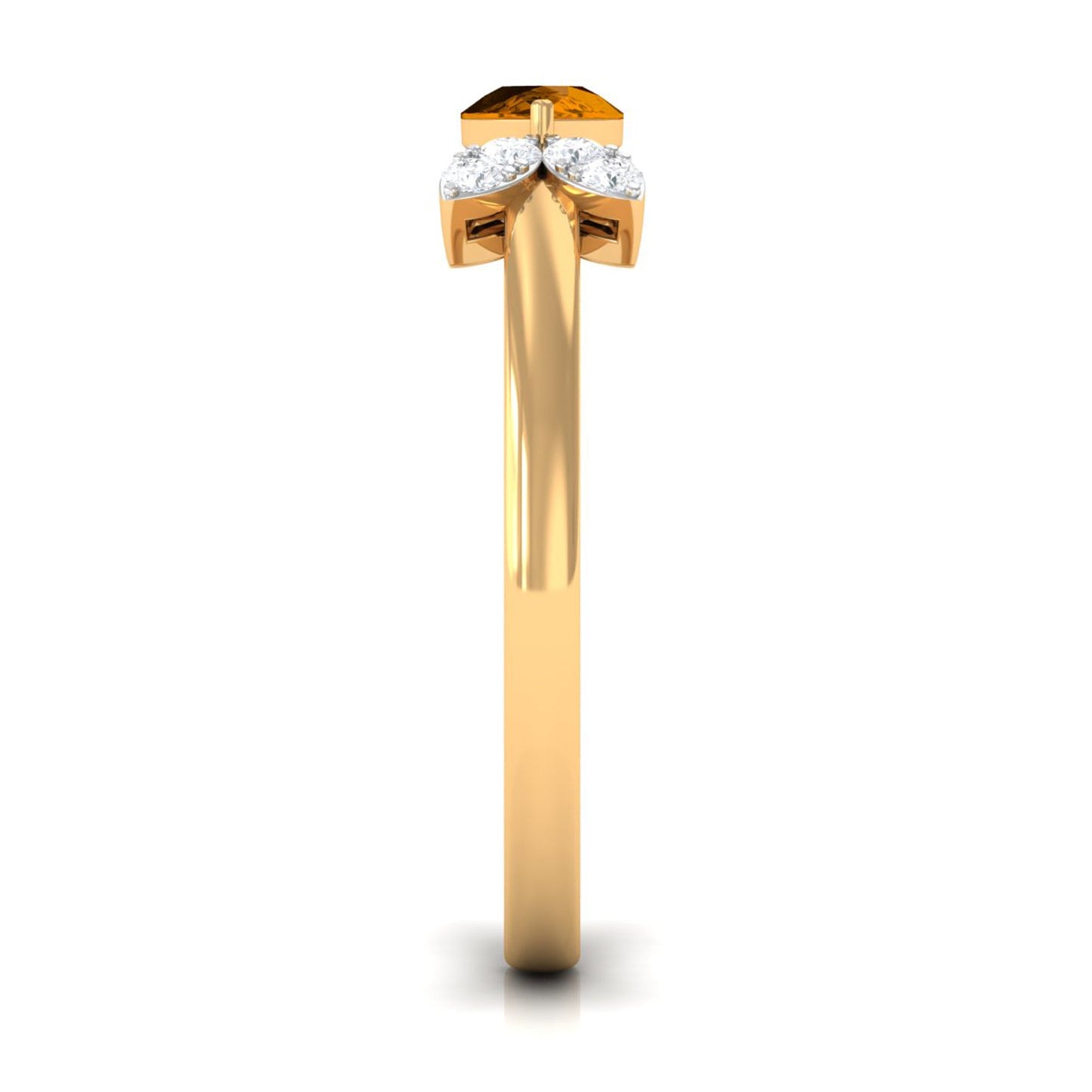 0.6 Carat Pear Cut Citrine Promise Ring with Leaf Diamond