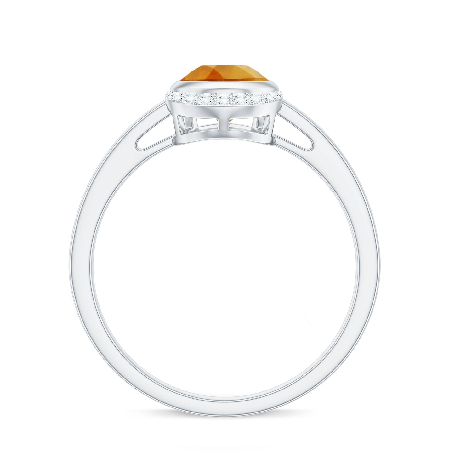 Real 1 Carat Citrine Teardrop Engagement Ring with Diamond