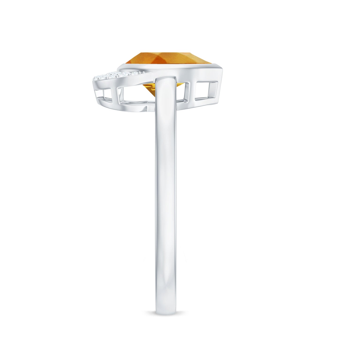 Real 1 Carat Citrine Teardrop Engagement Ring with Diamond