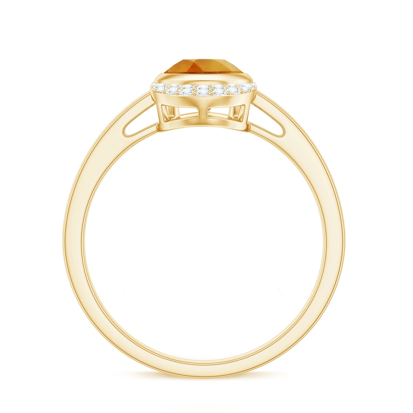 Real 1 Carat Citrine Teardrop Engagement Ring with Diamond