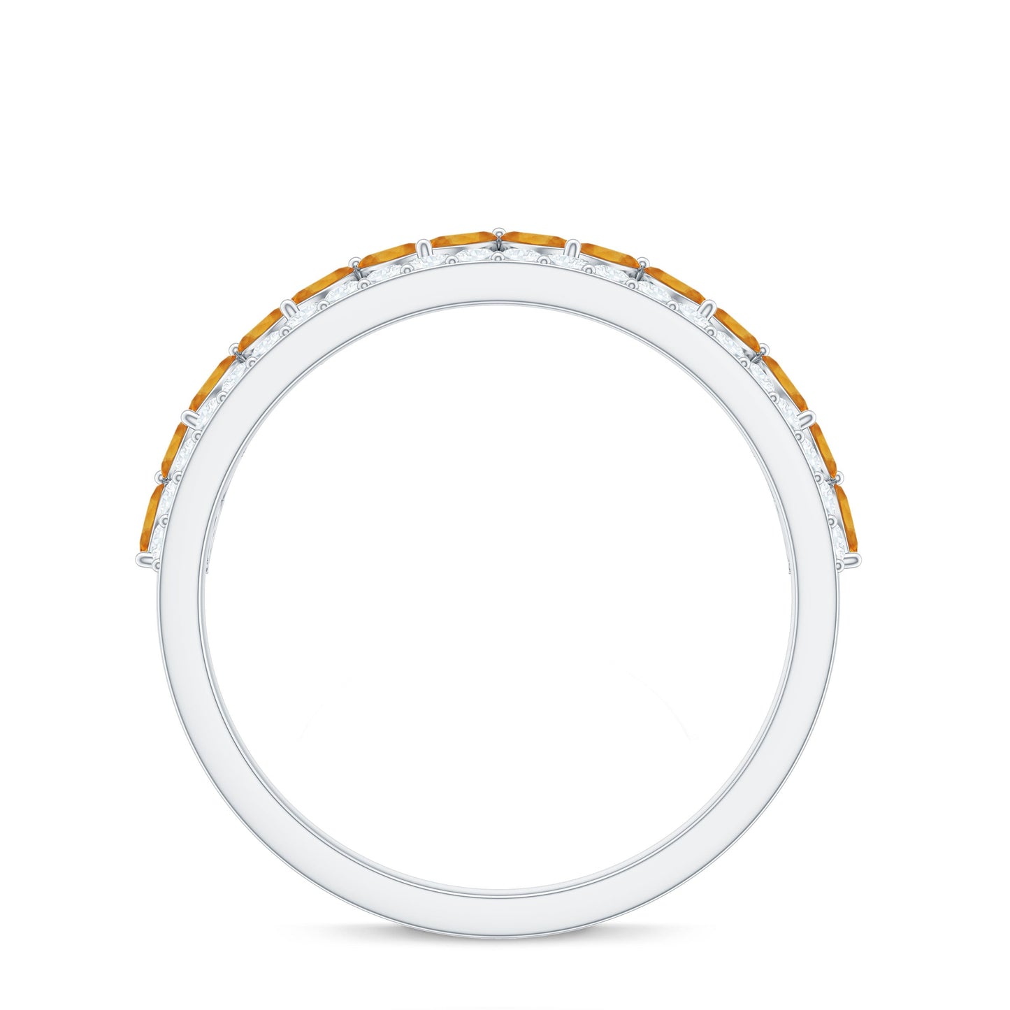 Certified Real Citrine Half Eternity Ring with Diamond