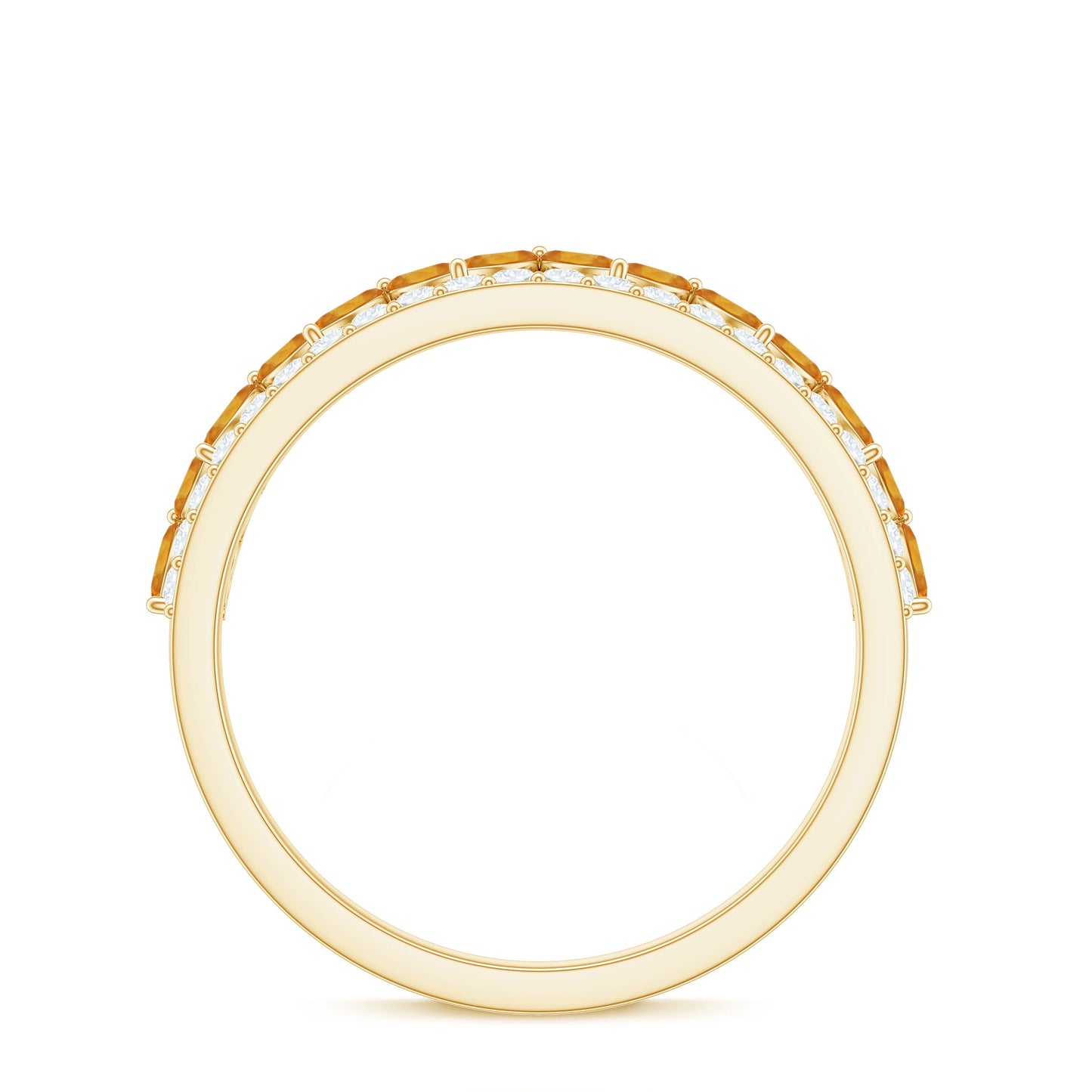 Certified Real Citrine Half Eternity Ring with Diamond