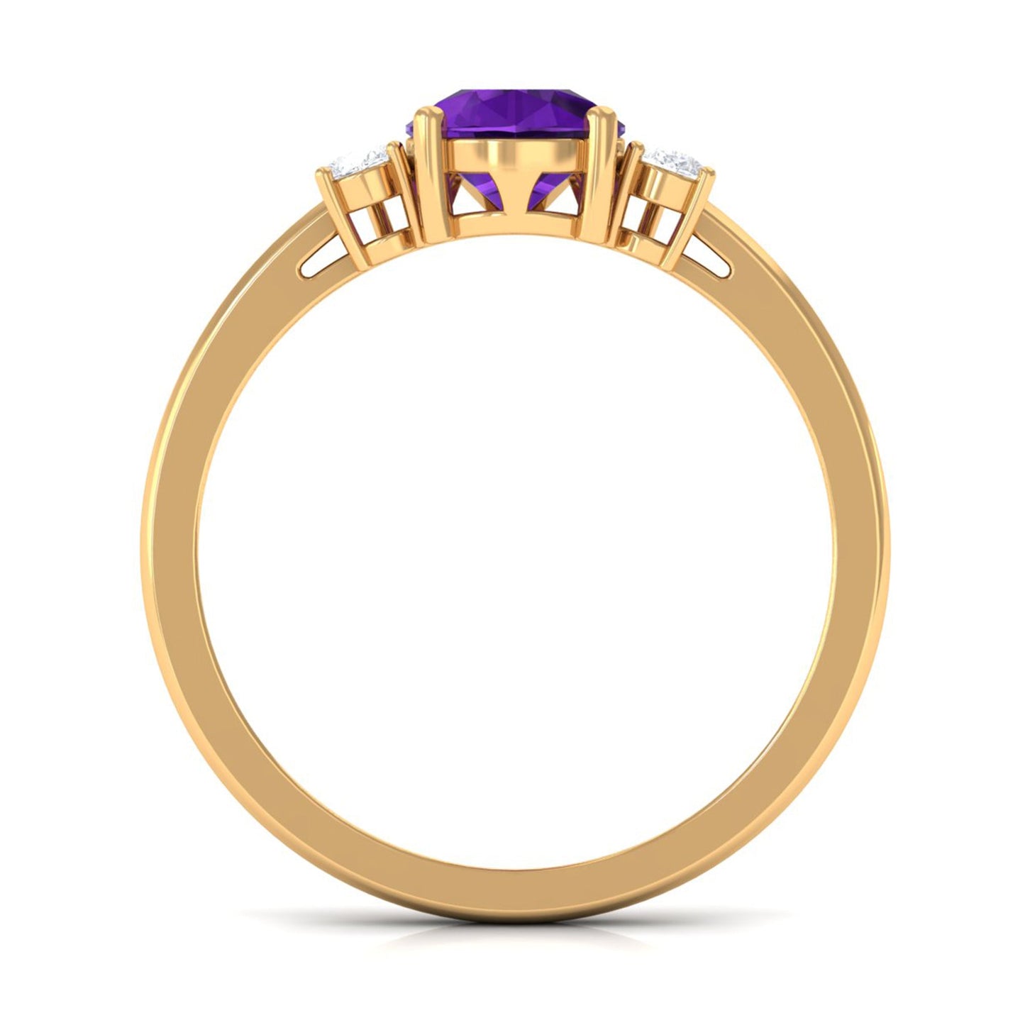Natural 1 Carat Pear Shape Amethyst and Diamond 3 Stone Engagement Ring