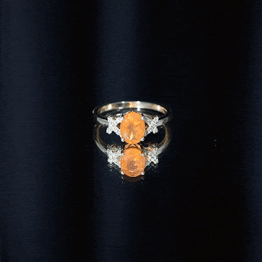 1 Carat Oval Fire Opal and Diamond Engagement Ring with Split Shank