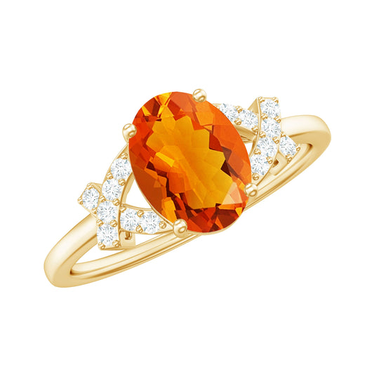 1 Carat Oval Fire Opal and Diamond Engagement Ring with Split Shank