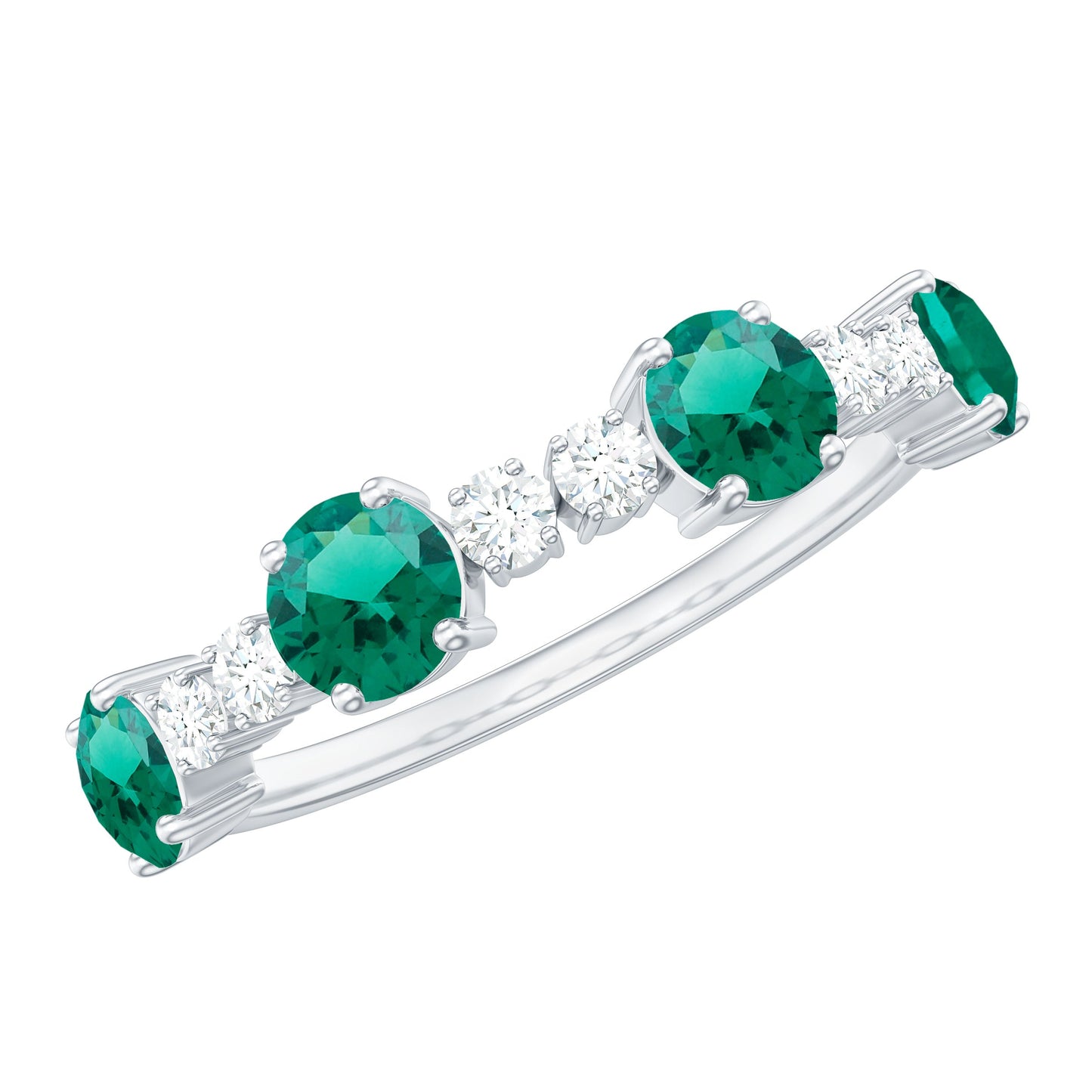 Certified Lab Grown Emerald Diamond Half Eternity Ring in Prong Set