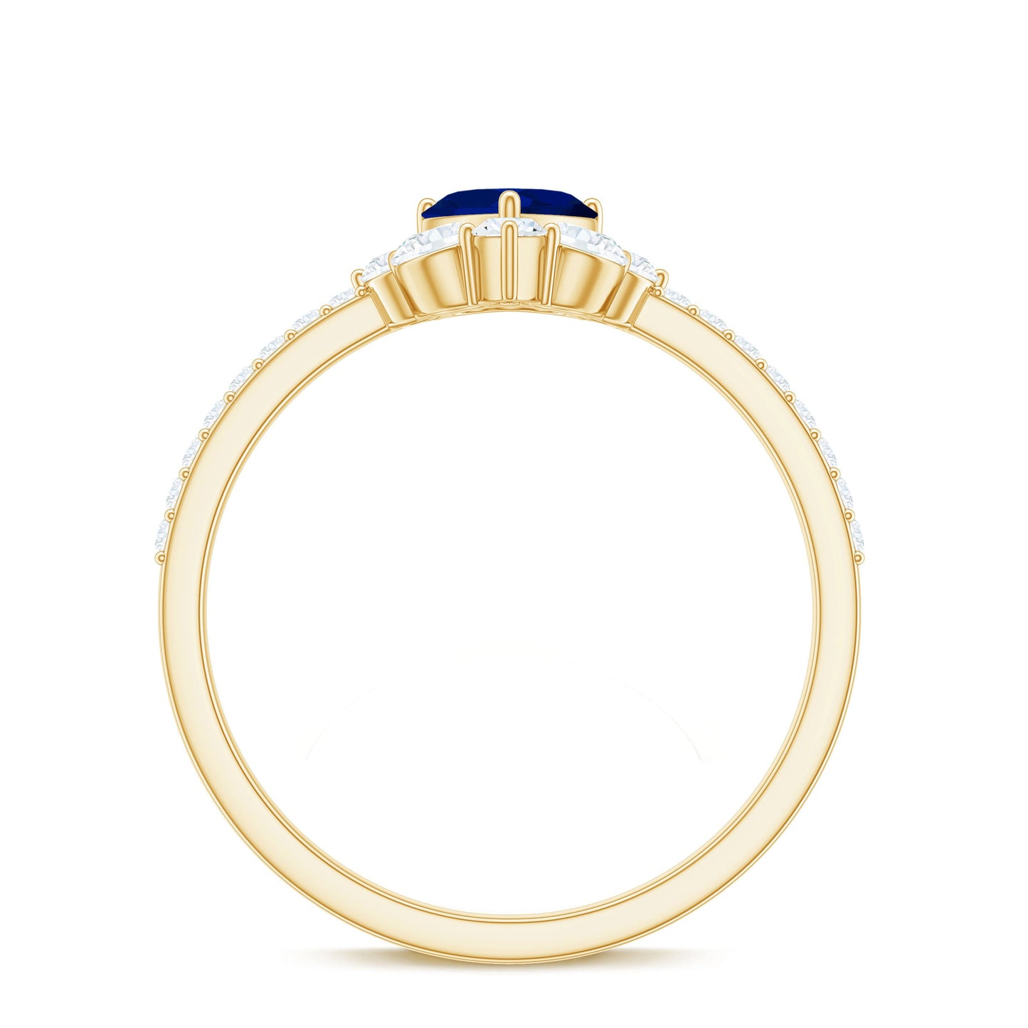 Natural 0.6 Blue Sapphire Heart Promise Ring with Diamond