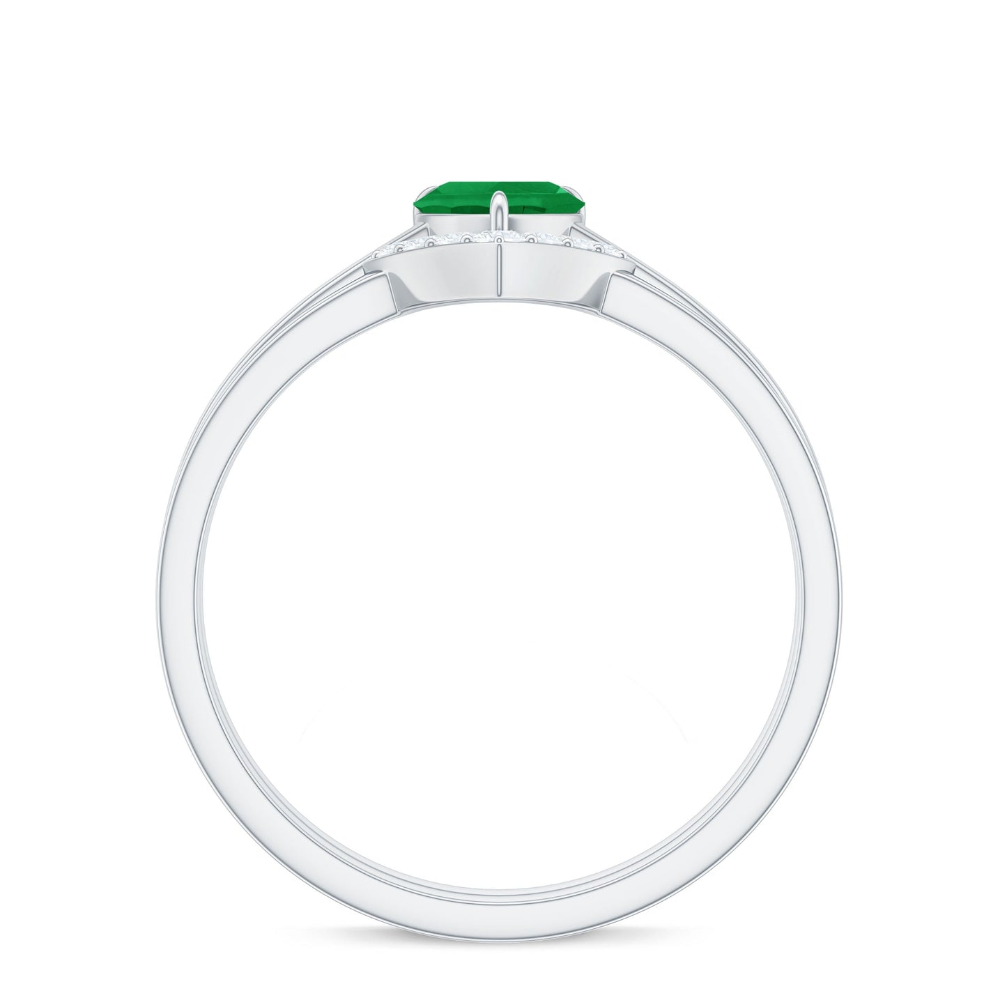Natural Heart Shape Emerald Diamond Wedding Ring Set with Certificate