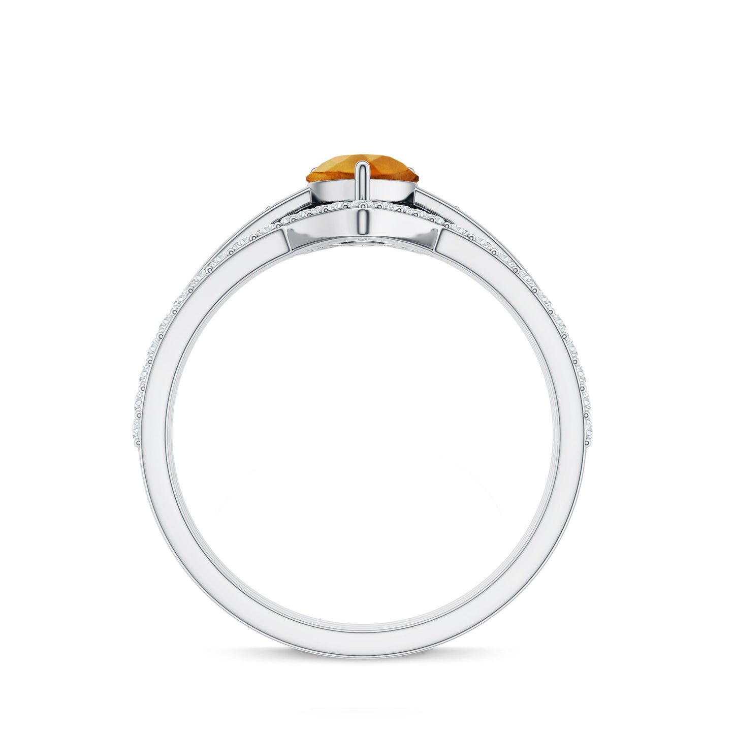 Natural 0.6 Carat Pear Shape Citrine Wedding Bridal Ring Set of 3 with Certificate