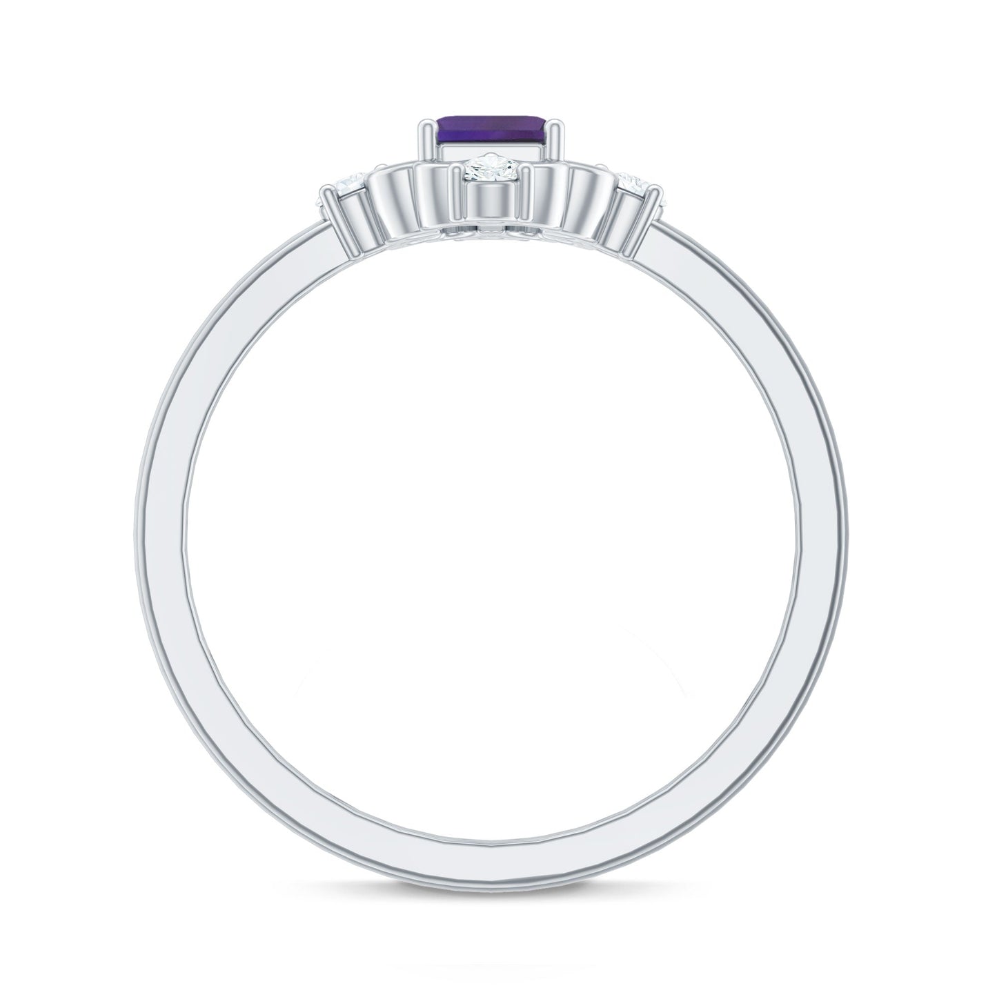 Vintage Inspired 1.4 Carat Amethyst Emerald Cut Engagement Ring with Diamond