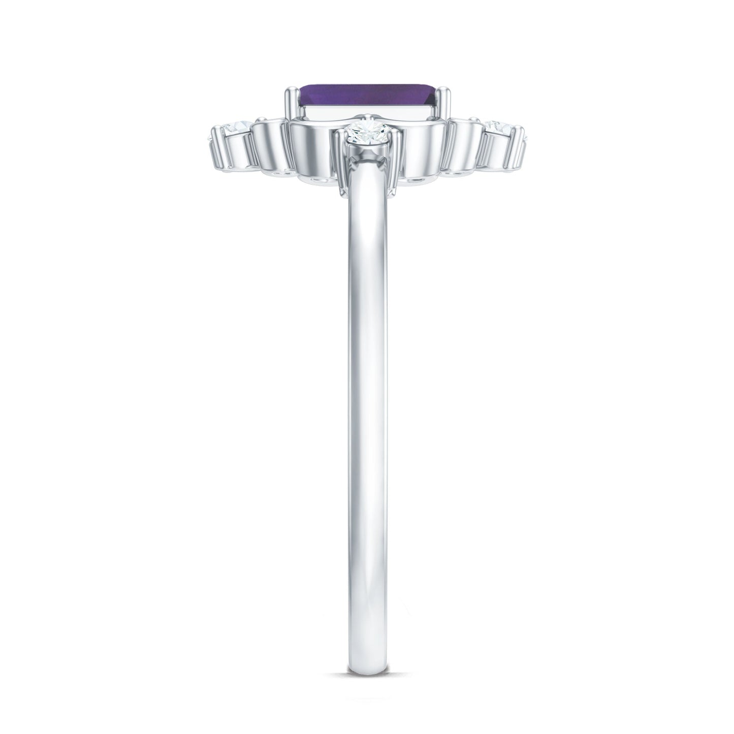Vintage Inspired 1.4 Carat Amethyst Emerald Cut Engagement Ring with Diamond