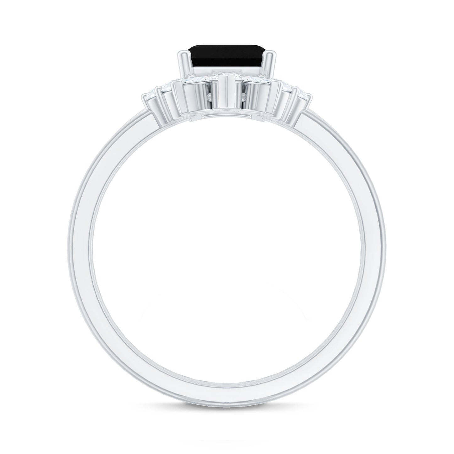 Lab Created Black Diamond Solitaire Wedding Ring Set with Diamond