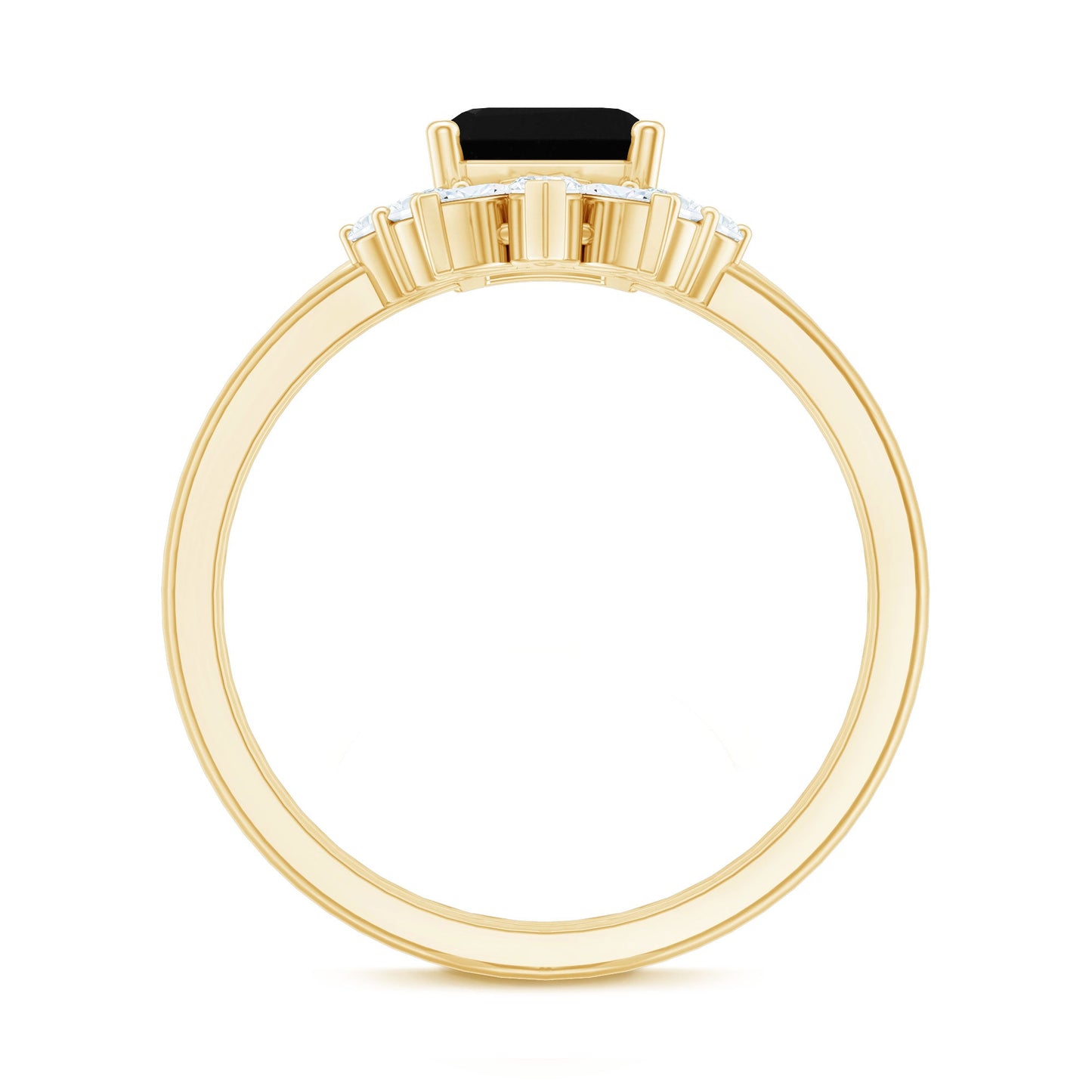 Lab Created Black Diamond Solitaire Wedding Ring Set with Diamond