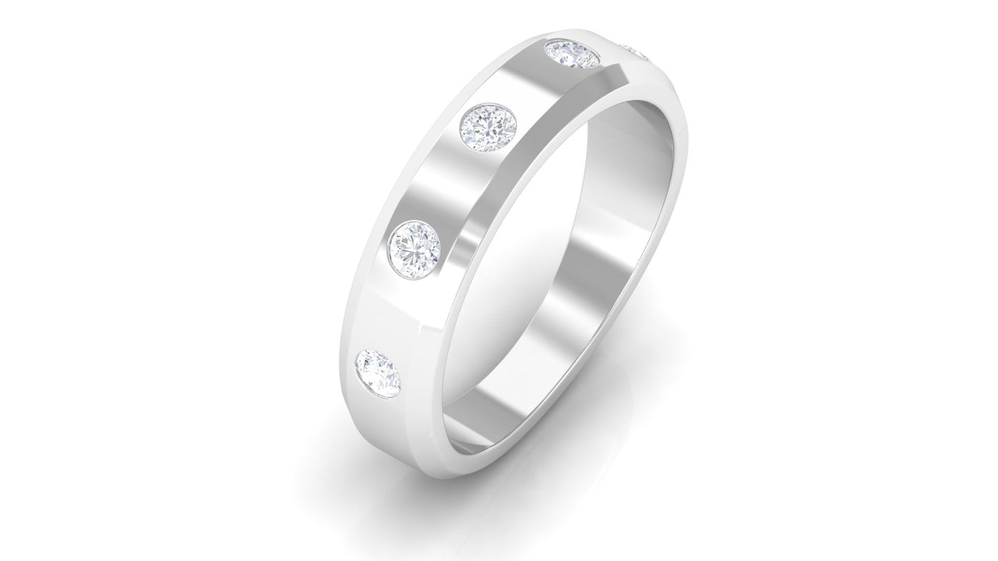 Certified Natural Diamond Mens Wedding Band