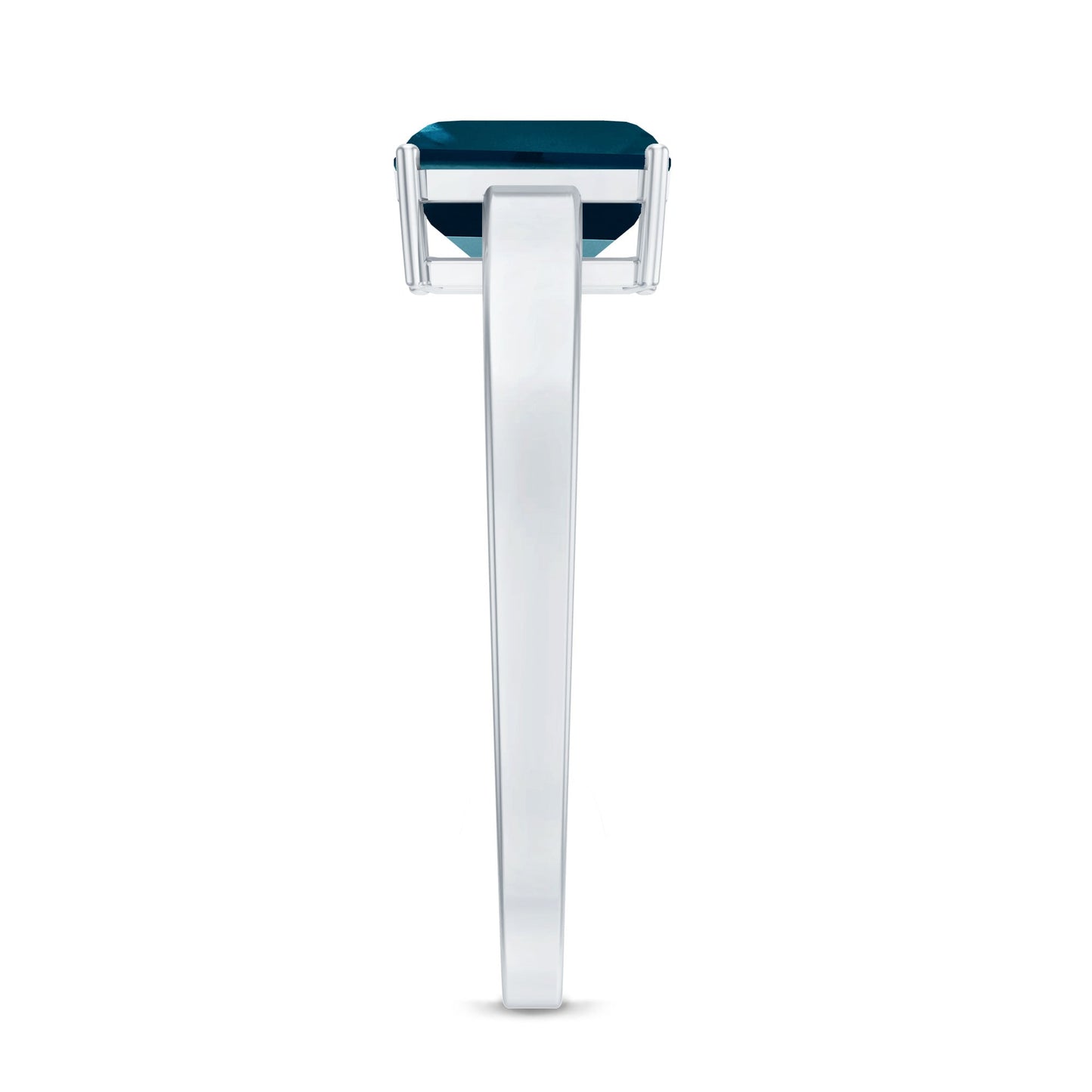2.2 Carat Emerald Cut London Blue Topaz Solitaire Ring with Certificate