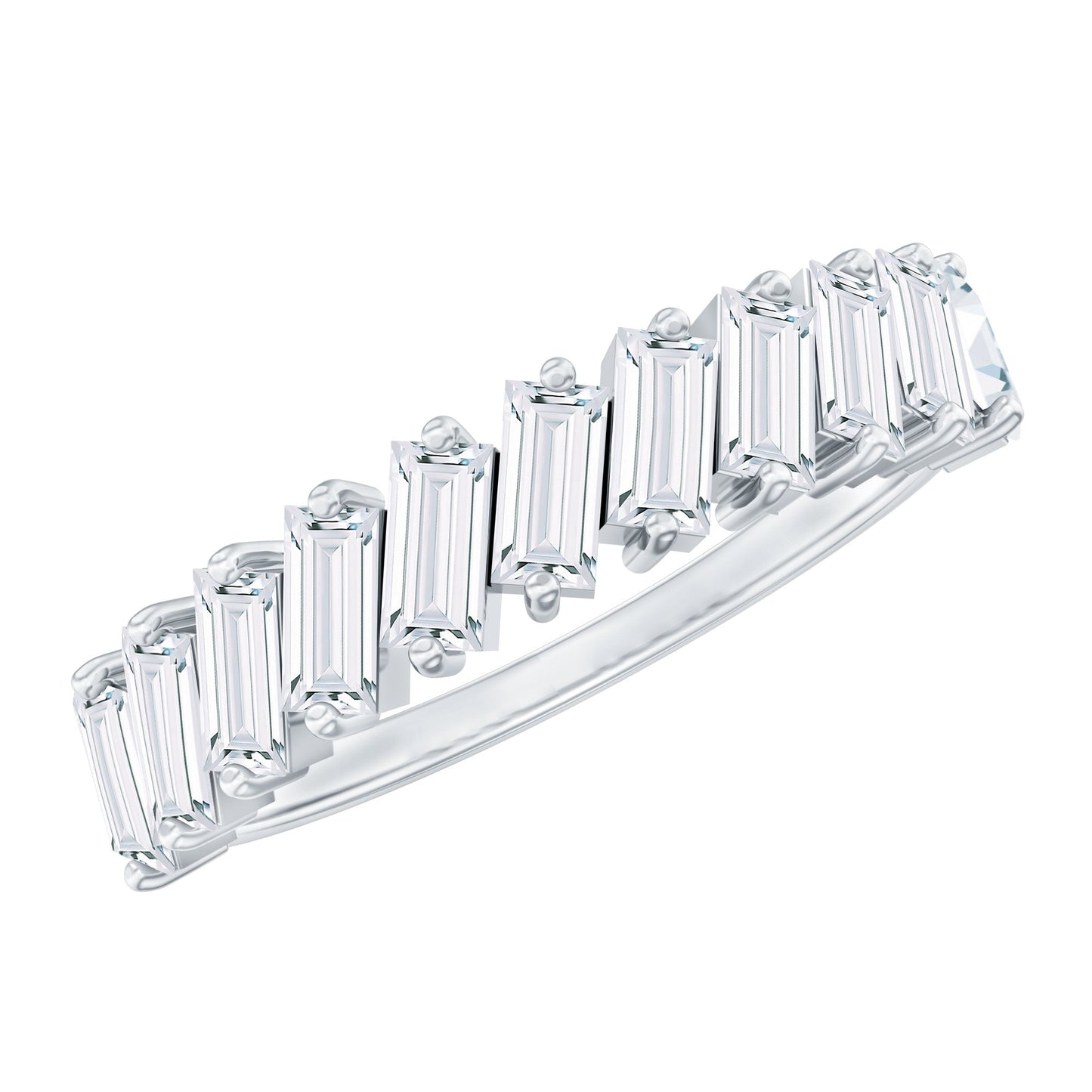 Certified Moissanite Baguette Cut Half Eternity Ring