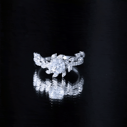1.3 Carat Round Cut Moissanite Vine Engagement Ring for Women