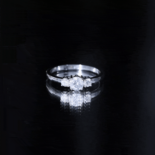 Certified Moissanite 3 Stone Engagement Ring