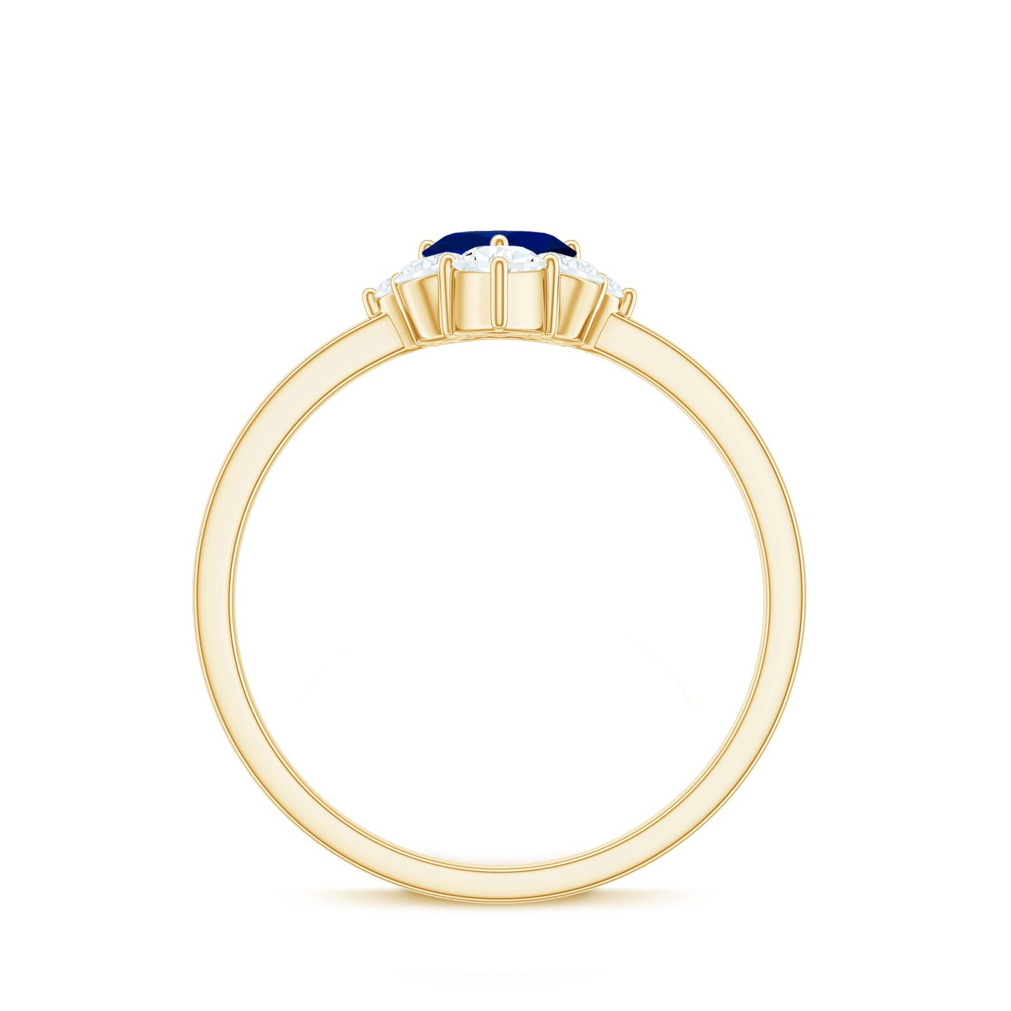 Real 0.6 Carat Heart Shape Blue Sapphire Promise Ring with Diamond