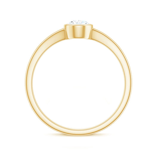 Bezel Set Pear Shaped Moissanite Promise Ring in Split Shank