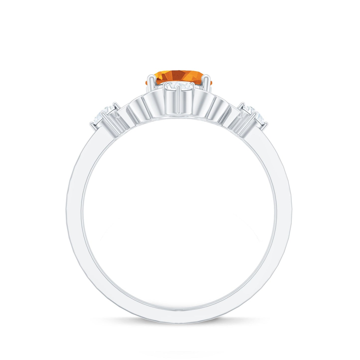 Vintage Style 1 Carat Citrine Oval Engagement Ring with Diamond