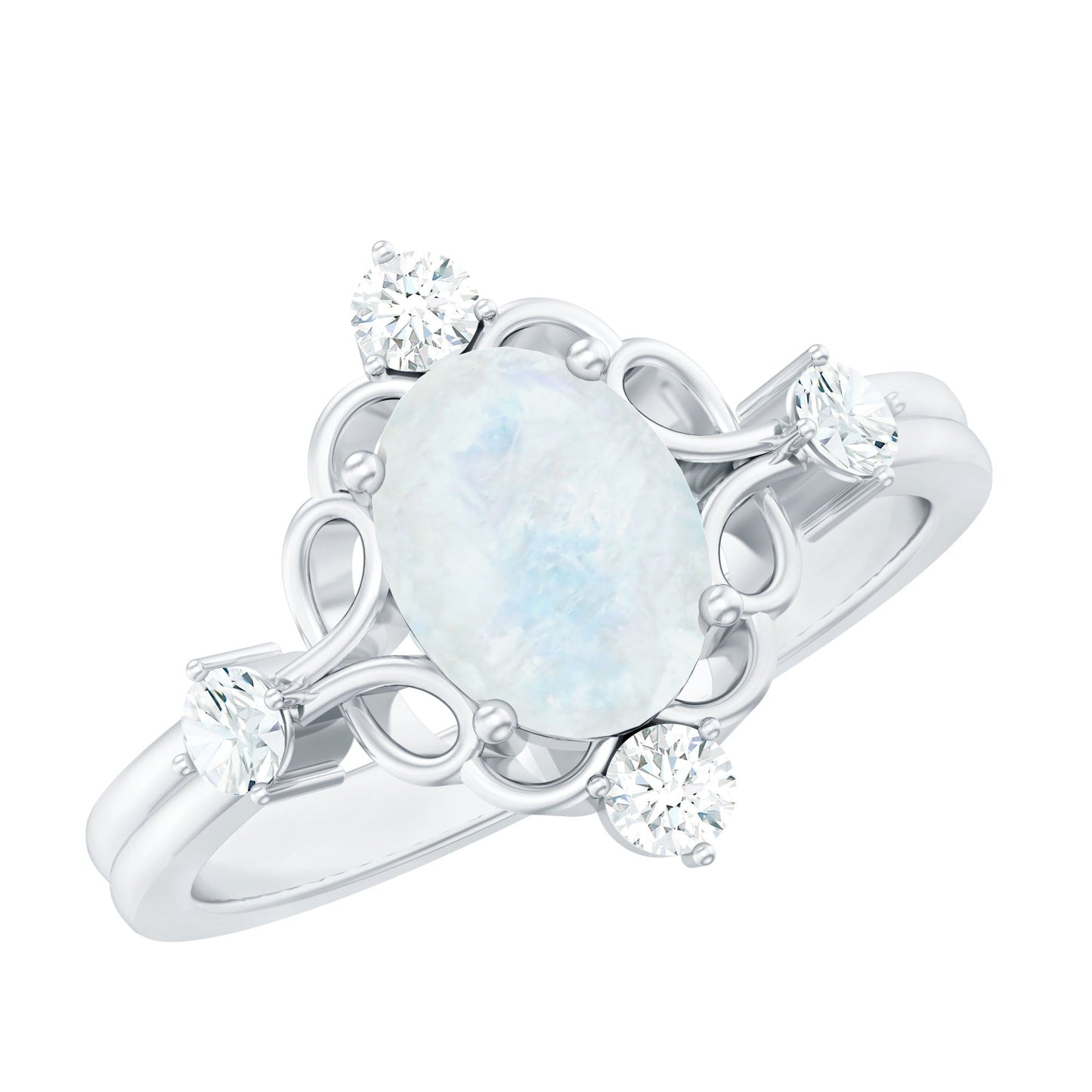 Oval Moonstone Cocktail Ring with Diamond
