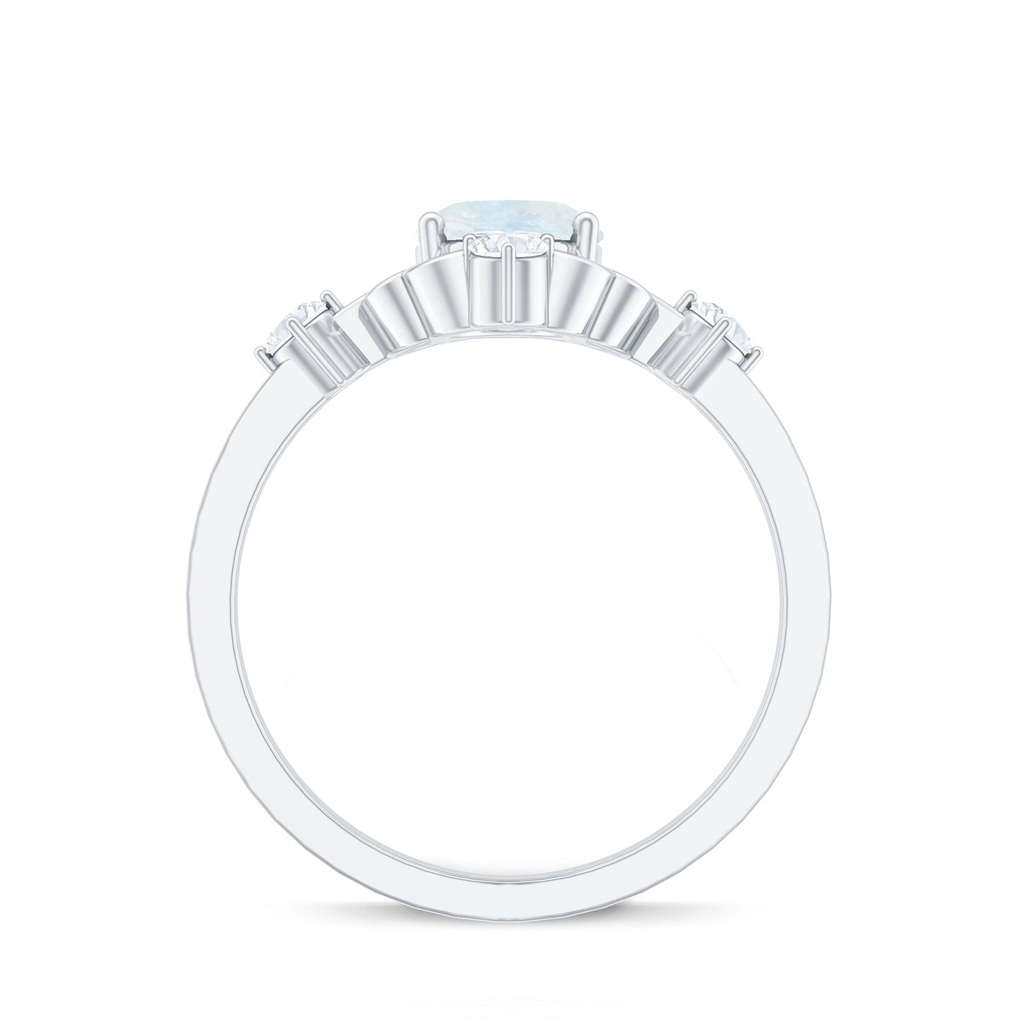 Oval Moonstone Cocktail Ring with Diamond