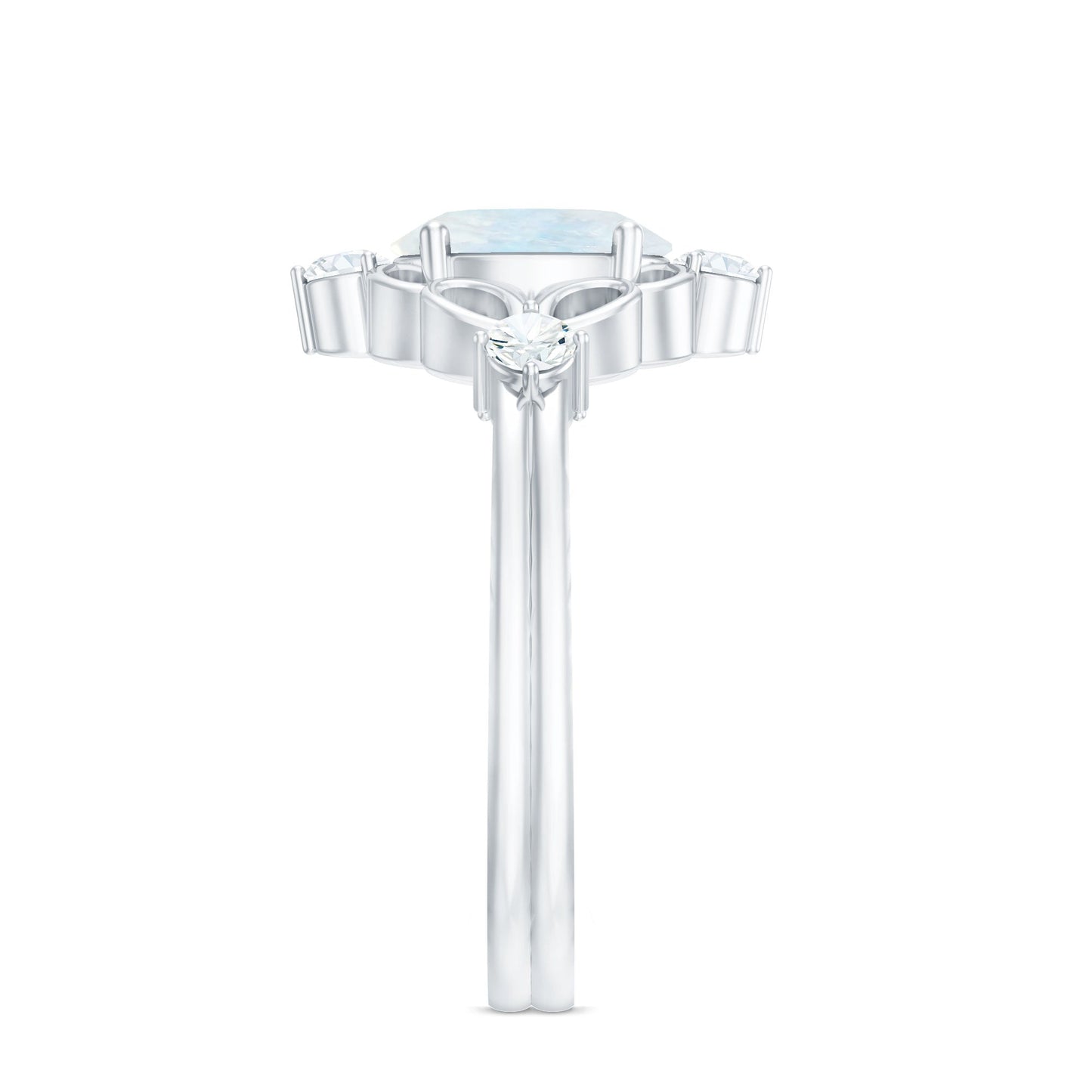 Oval Moonstone Cocktail Ring with Diamond