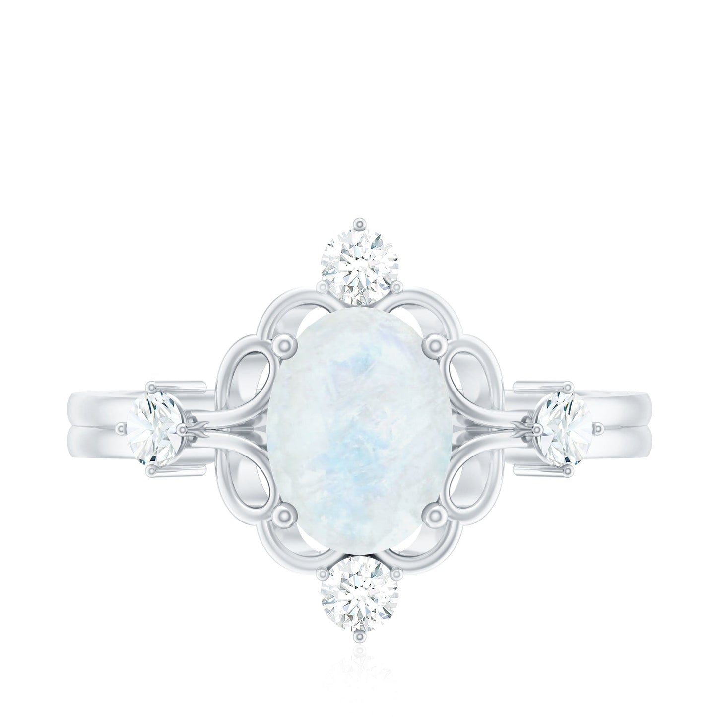 Oval Moonstone Cocktail Ring with Diamond