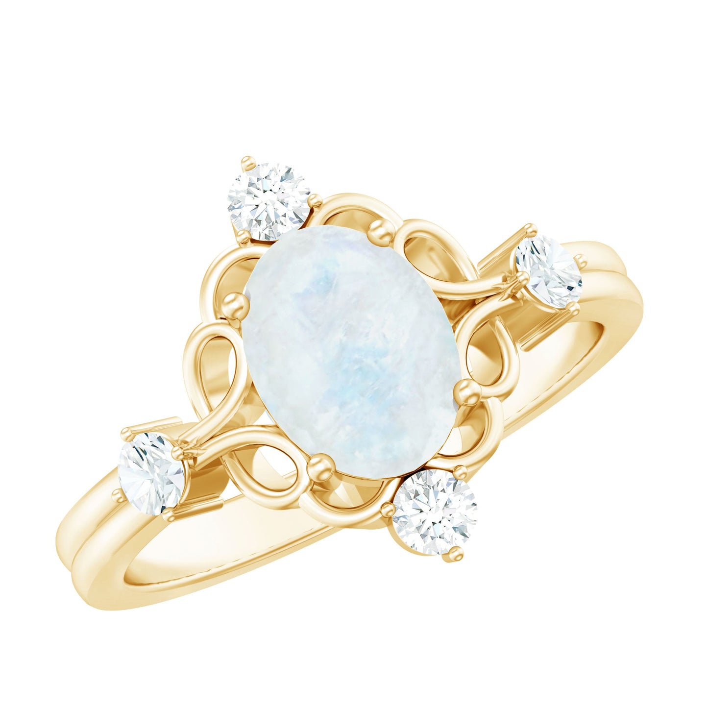 Oval Moonstone Cocktail Ring with Diamond