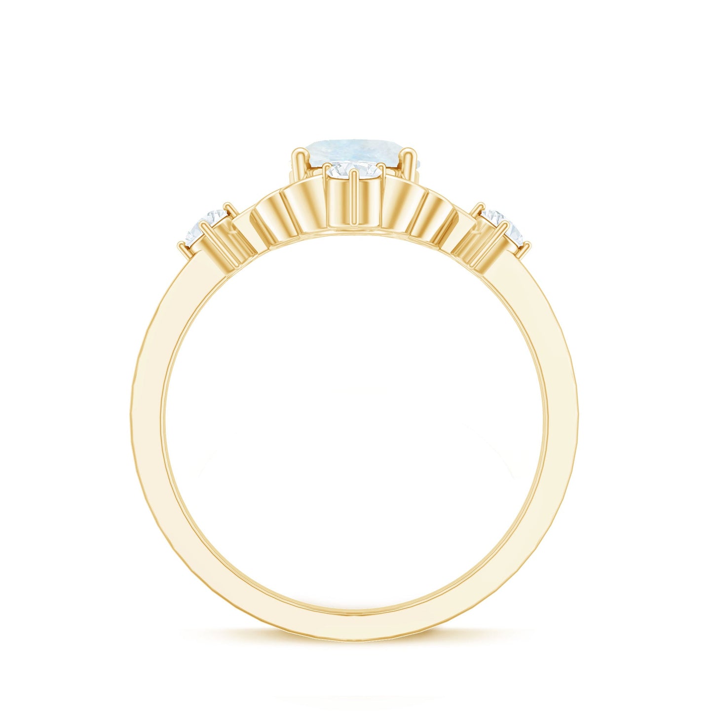 Oval Moonstone Cocktail Ring with Diamond