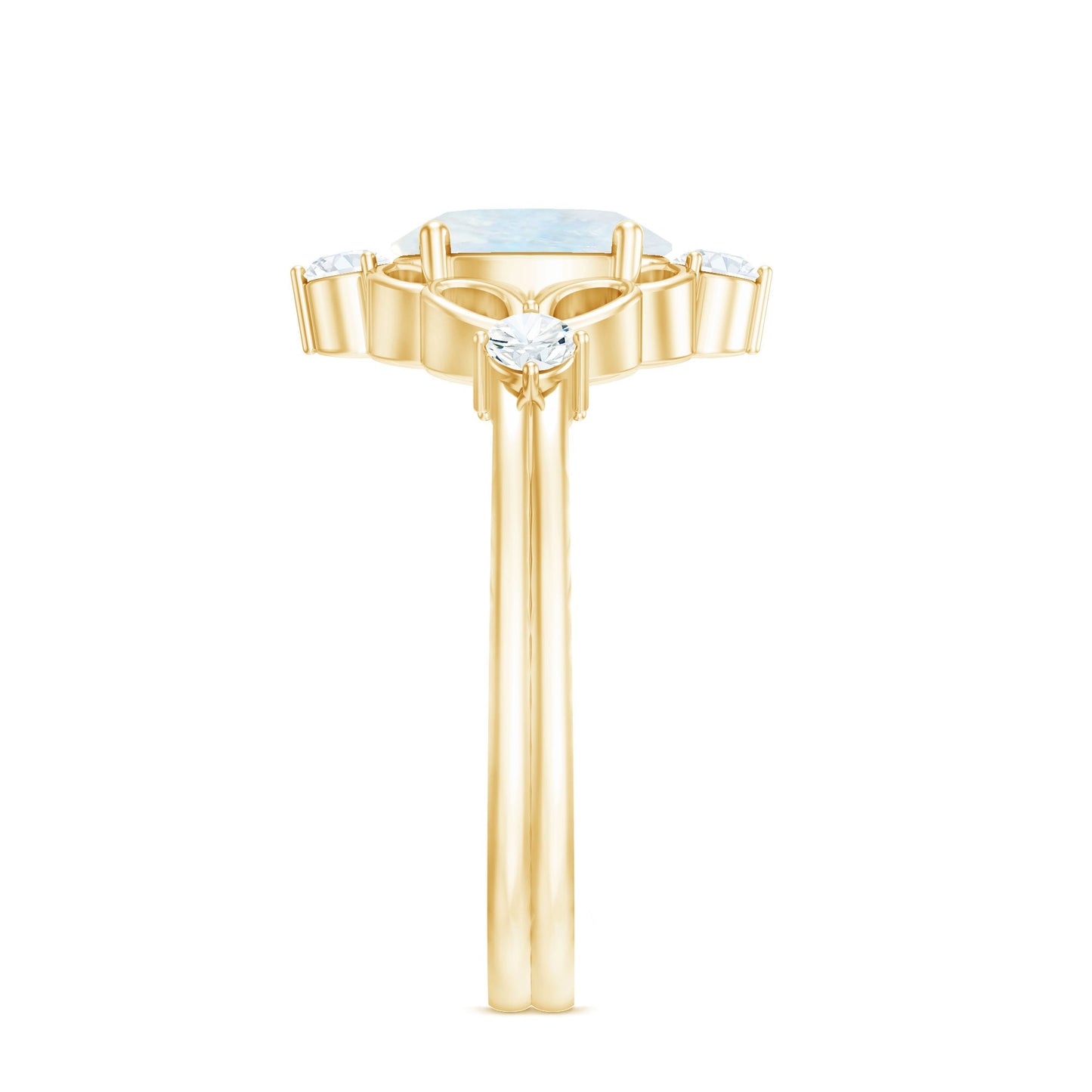 Oval Moonstone Cocktail Ring with Diamond