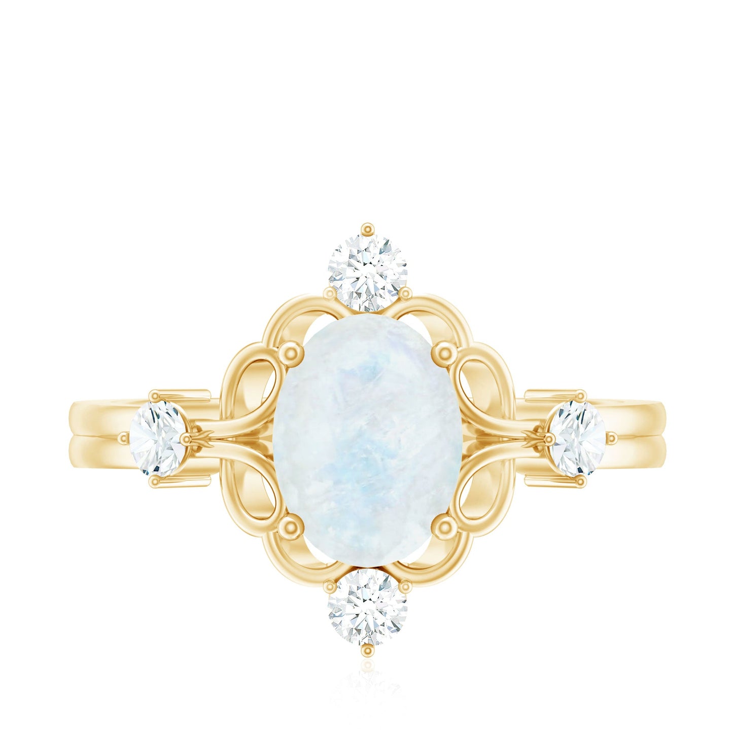 Oval Moonstone Cocktail Ring with Diamond