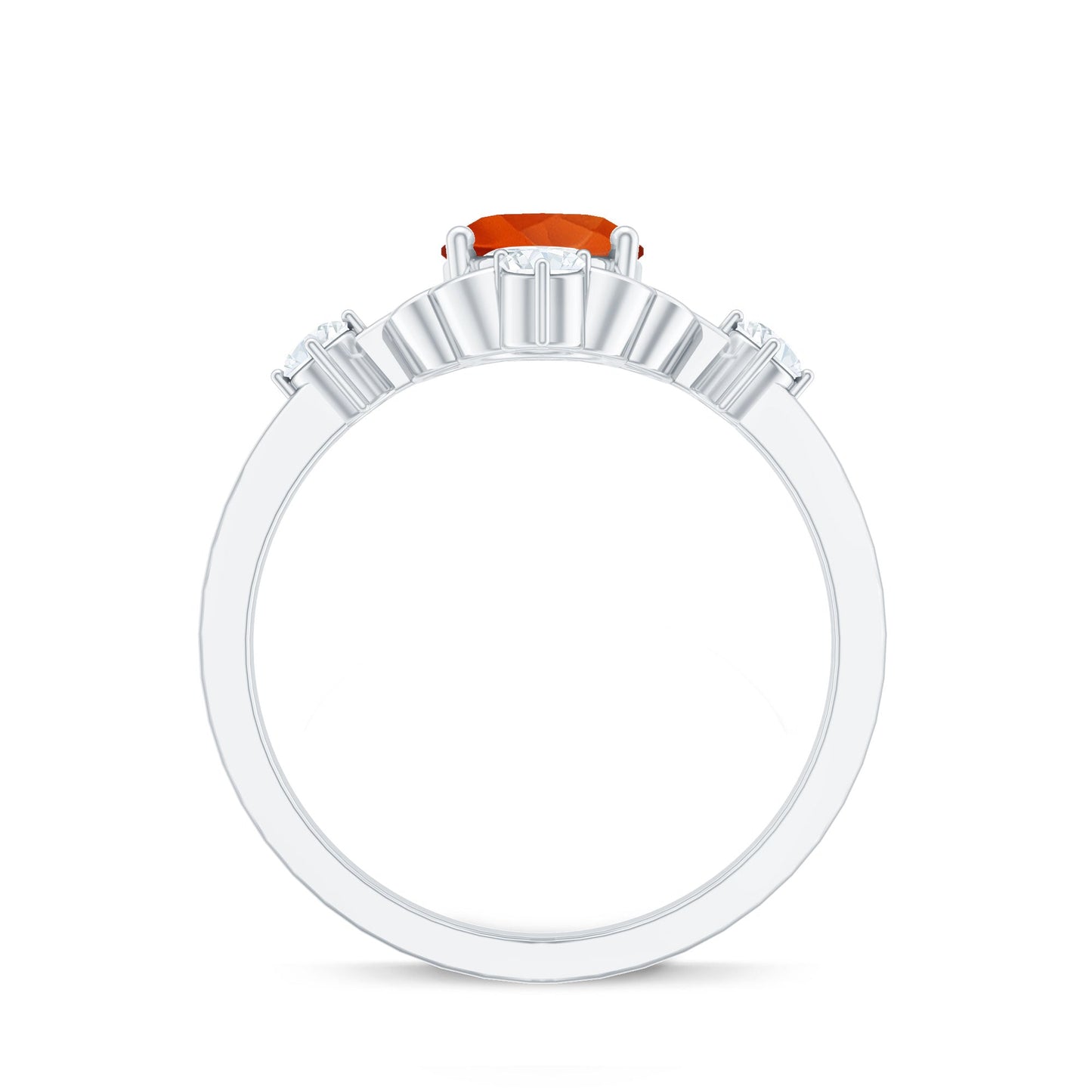 Oval Fire Opal Cocktail Ring with Diamond