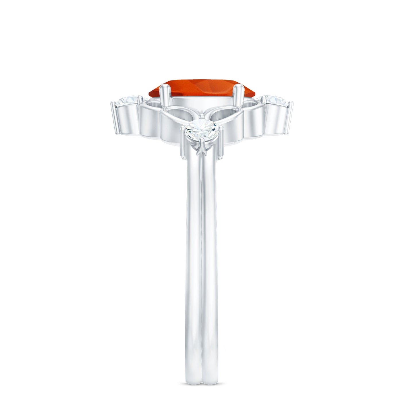 Oval Fire Opal Cocktail Ring with Diamond