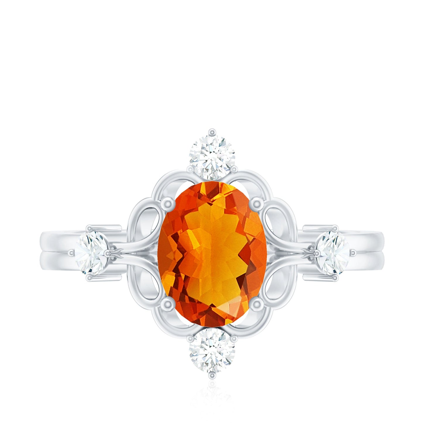 Oval Fire Opal Cocktail Ring with Diamond