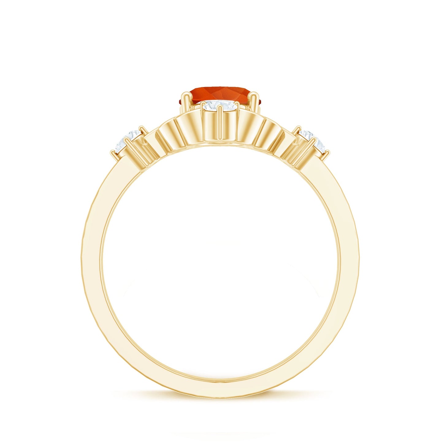 Oval Fire Opal Cocktail Ring with Diamond