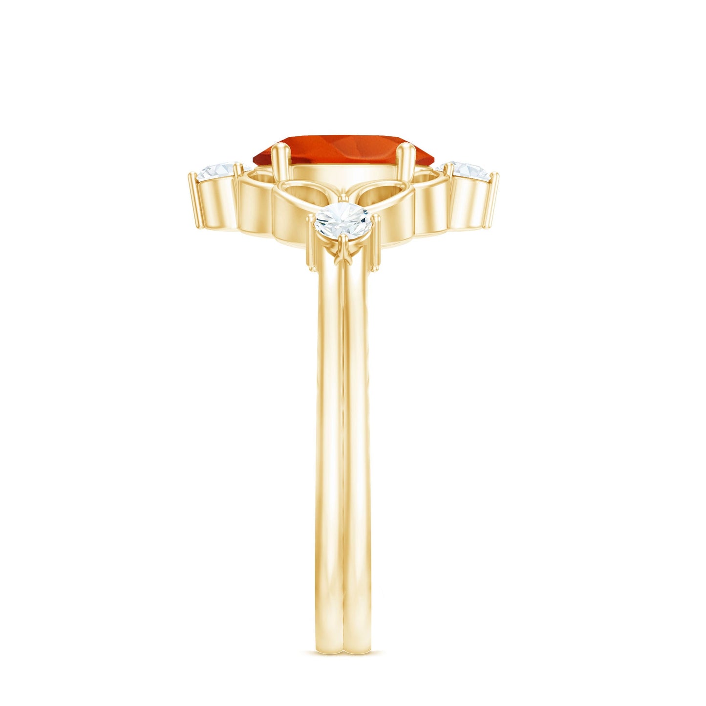 Oval Fire Opal Cocktail Ring with Diamond