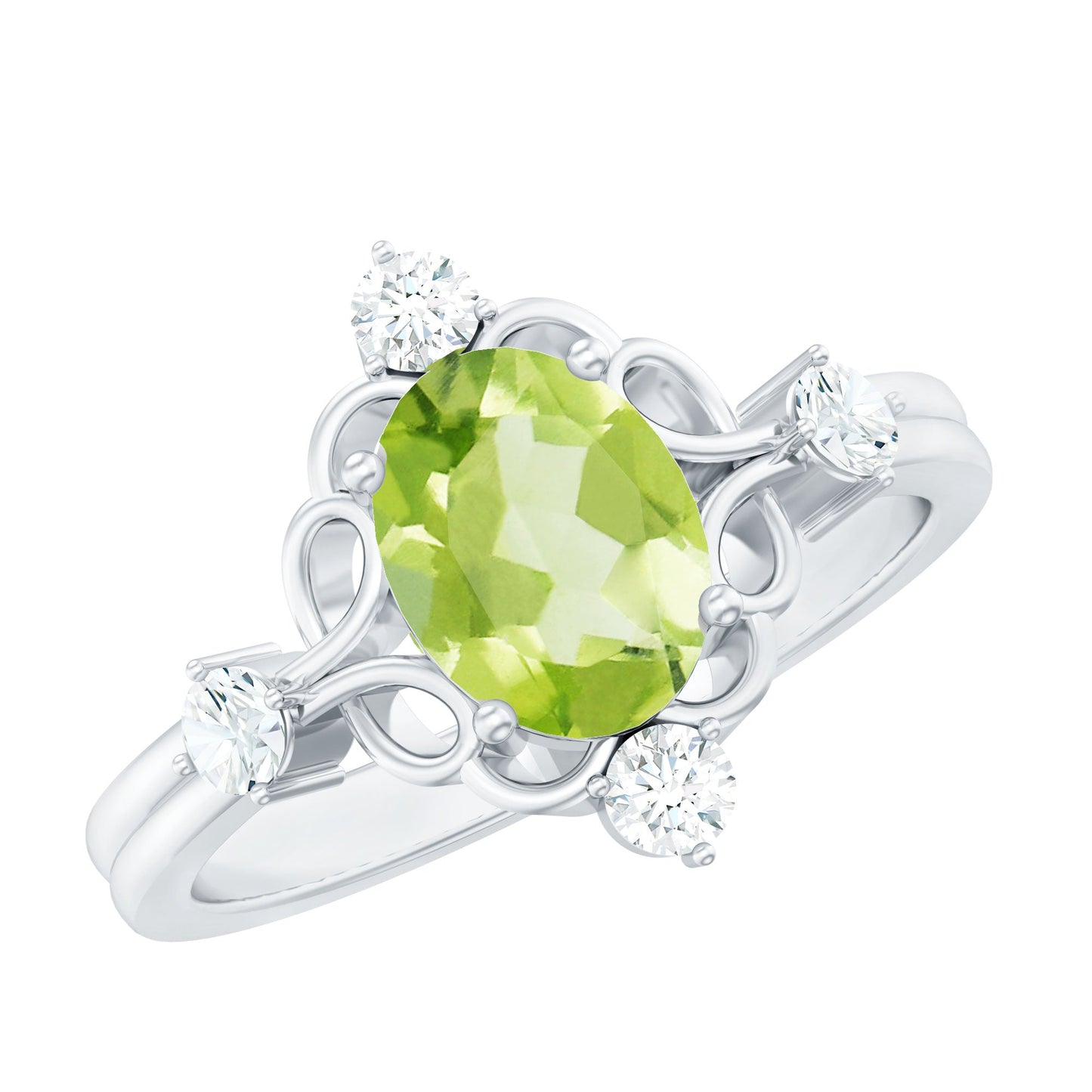 Oval Peridot Cocktail Ring with Diamond
