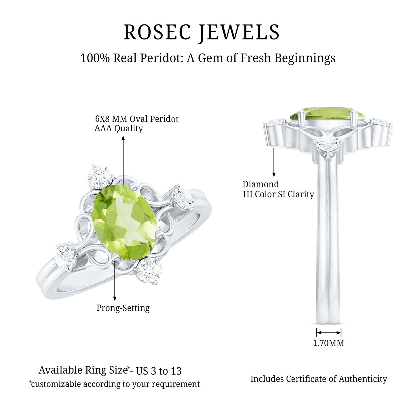 Oval Peridot Cocktail Ring with Diamond